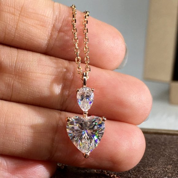 ✨Heart Plain CZ 14K Gold Plated Heart Necklace for Women, MARR9011 - Picture 1 of 4